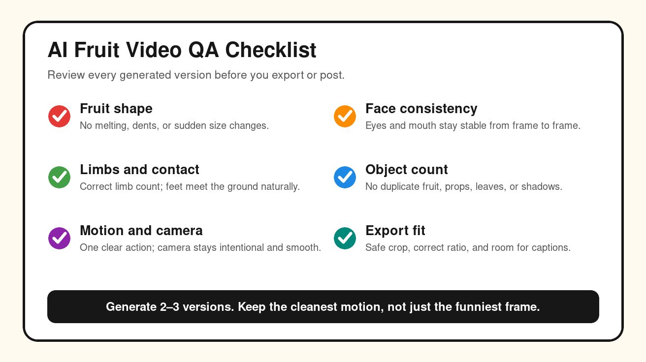 AI fruit video quality assurance checklist
