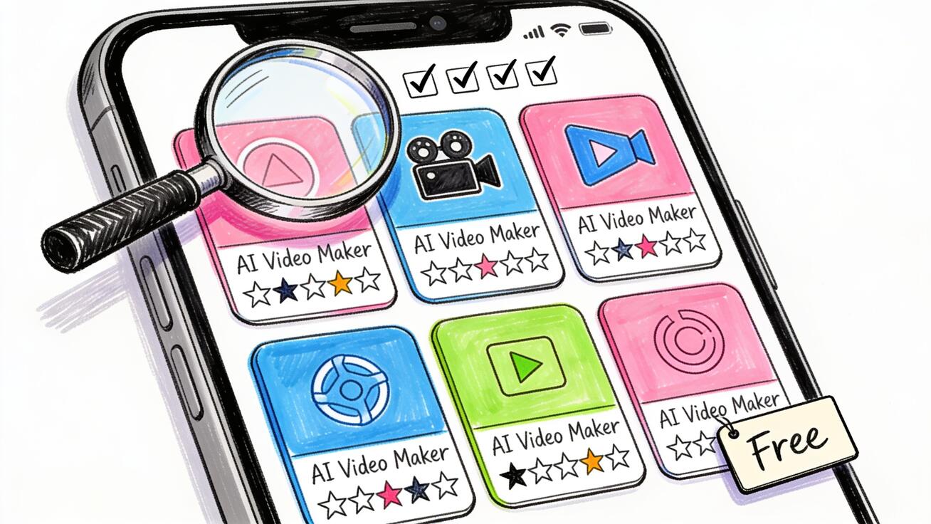 Comparing AI video apps on a phone