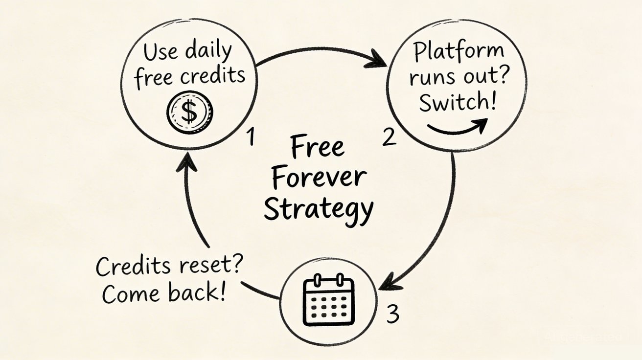 Strategy to maximize free AI video credits