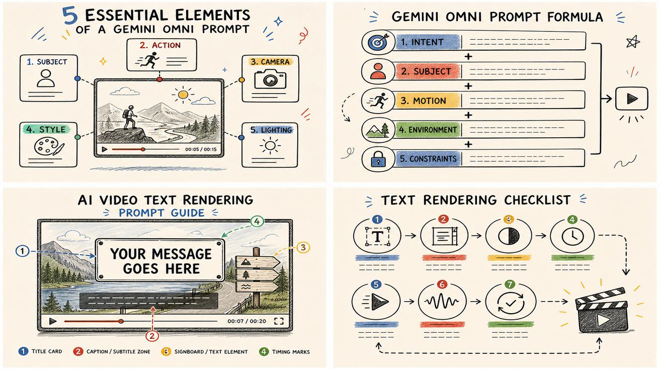 Gemini Omni prompt formula stack for AI video prompts