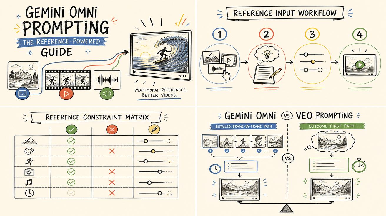 Gemini Omni reference input workflow infographic