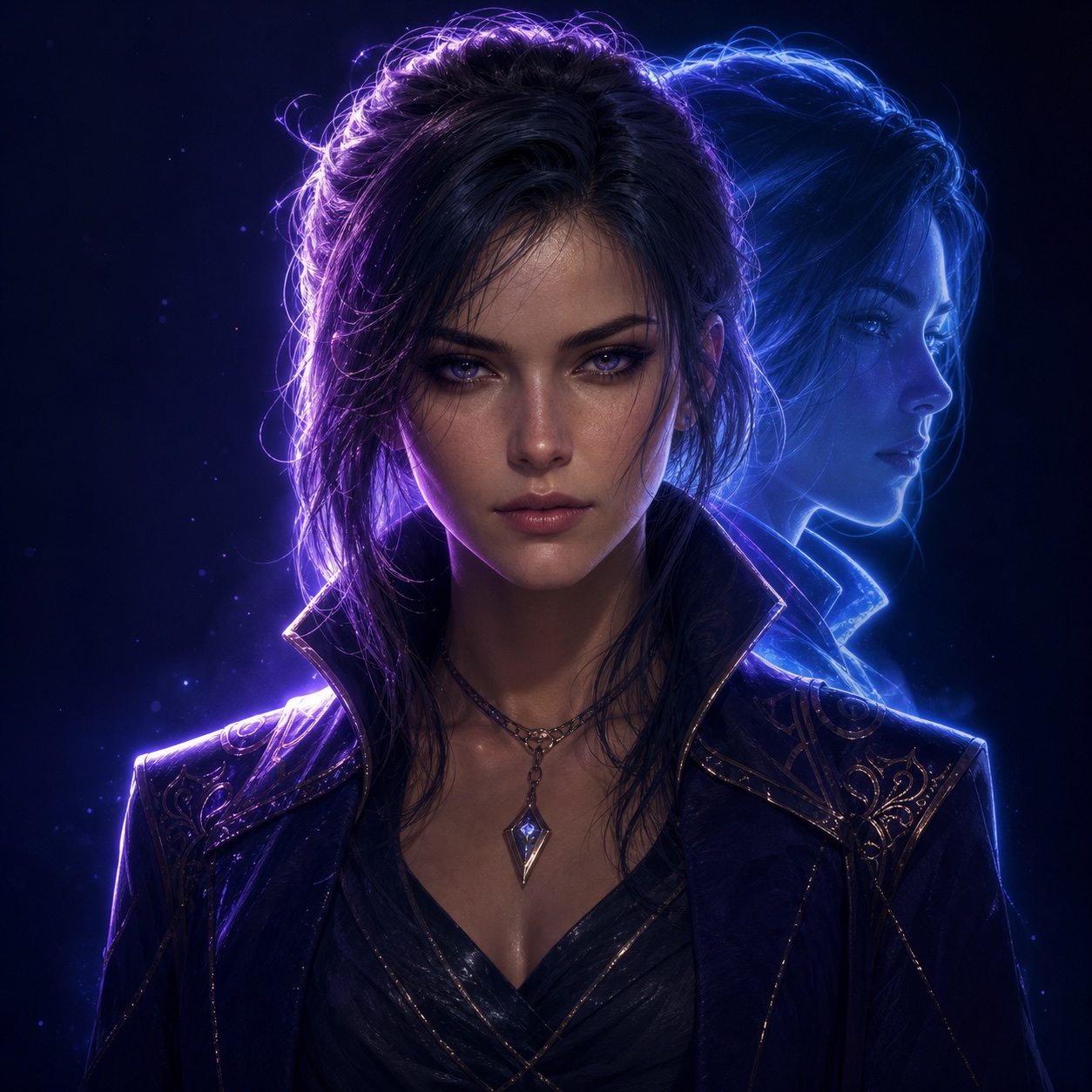 Square original gaming avatar with a translucent spectral outline