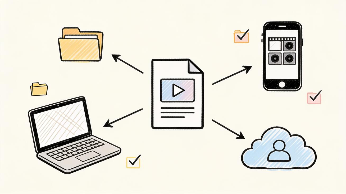 Saving a downloaded Seedance video to your laptop, your phone's camera roll, and cloud storage for backup.