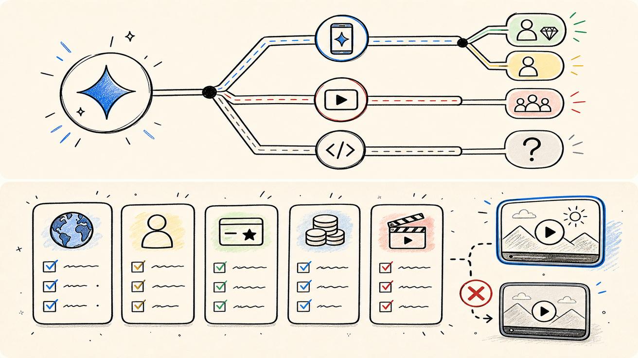 Is Gemini Omni free decision tree for app YouTube and API access