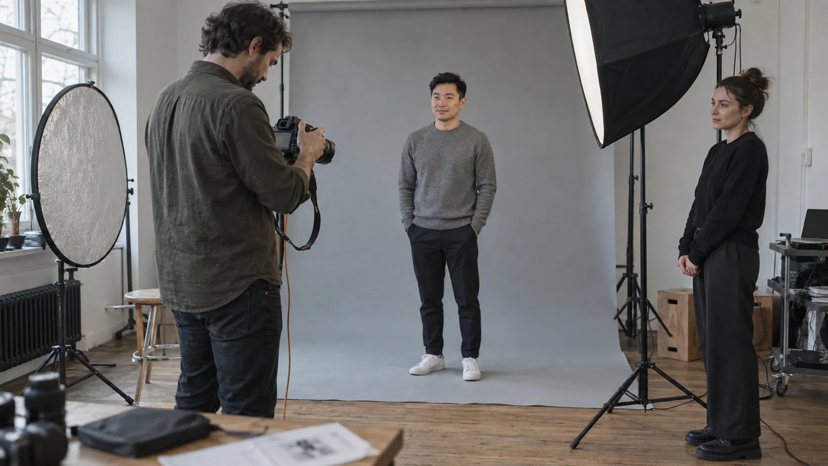 A photographer testing two different performers under the same setup