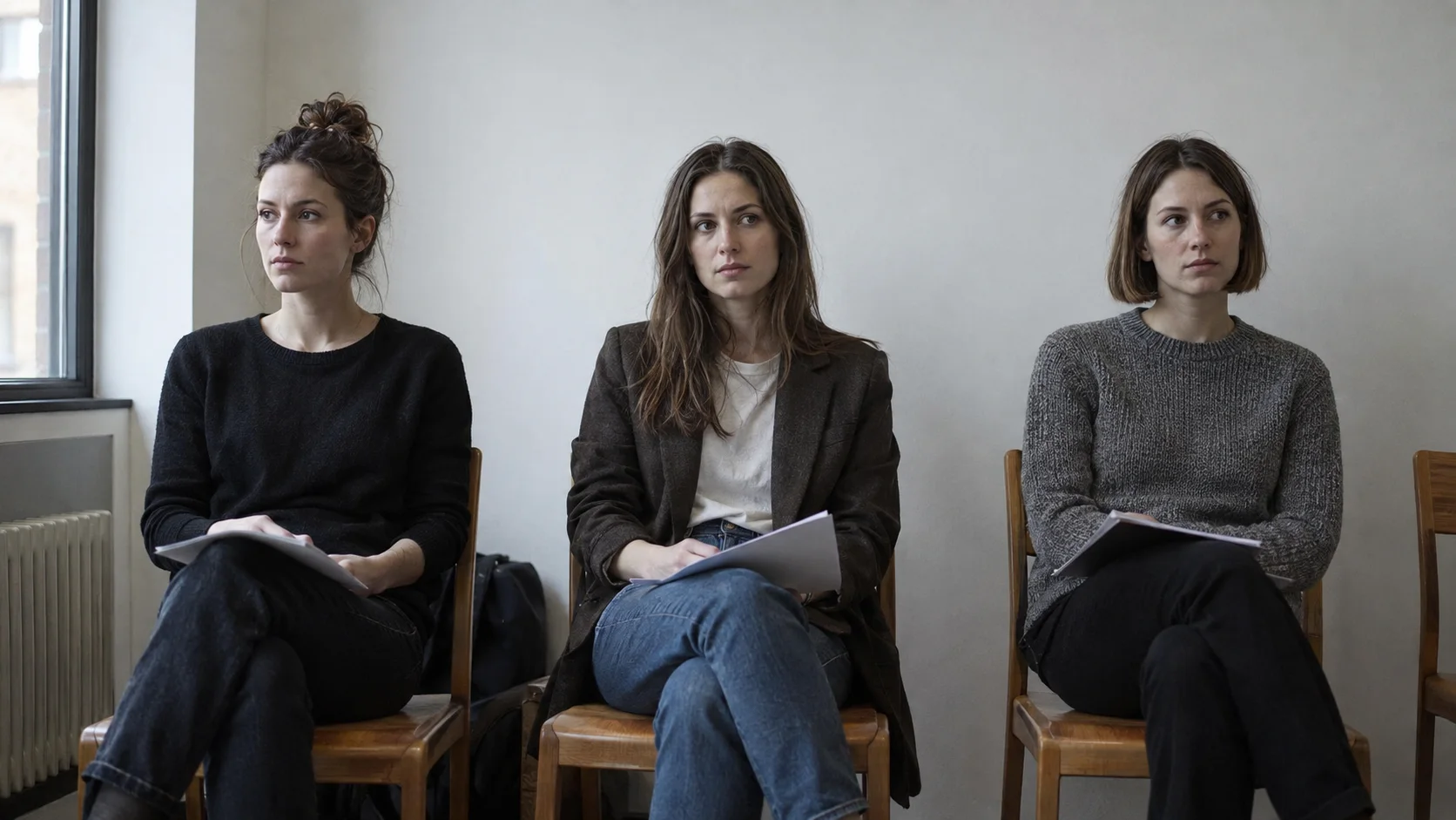 Tres candidatos al casting con estructura facial similar de forma involuntaria