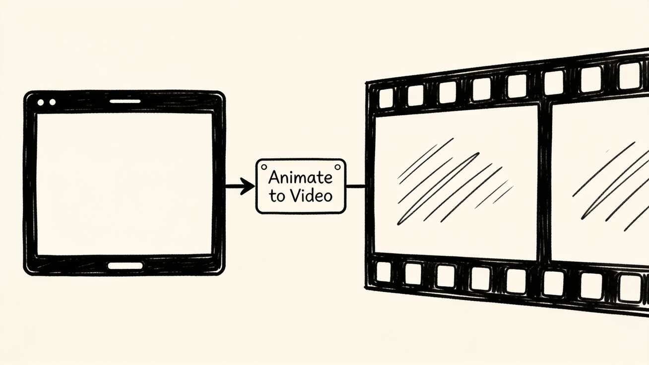 Doodle of the Seedance 2.0 image-to-video workflow: a single still character frame animated into a strip of video frames.