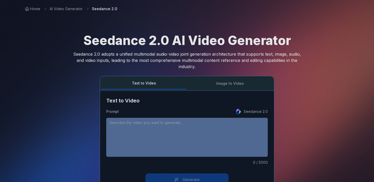 Seedance 2.0 model page — optimized for physics-accurate motion