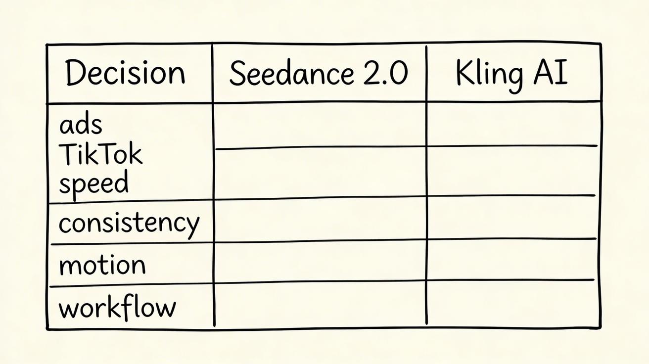 Seedance vs Kling decision matrix doodle