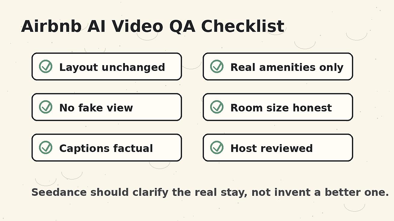 Seedance Airbnb QA checklist