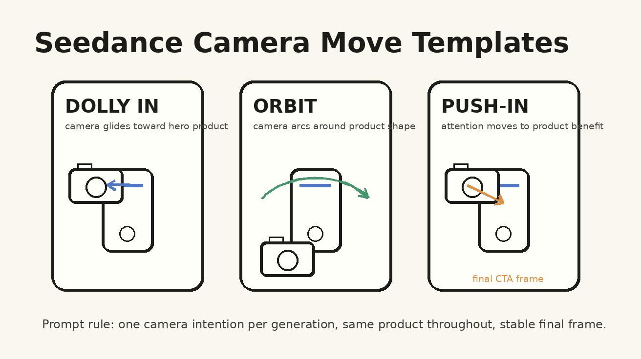 Seedance camera move templates for dolly orbit and push-in