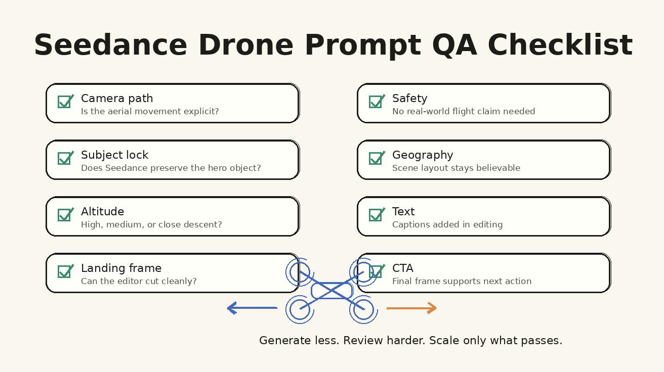 Seedance drone shot QA checklist
