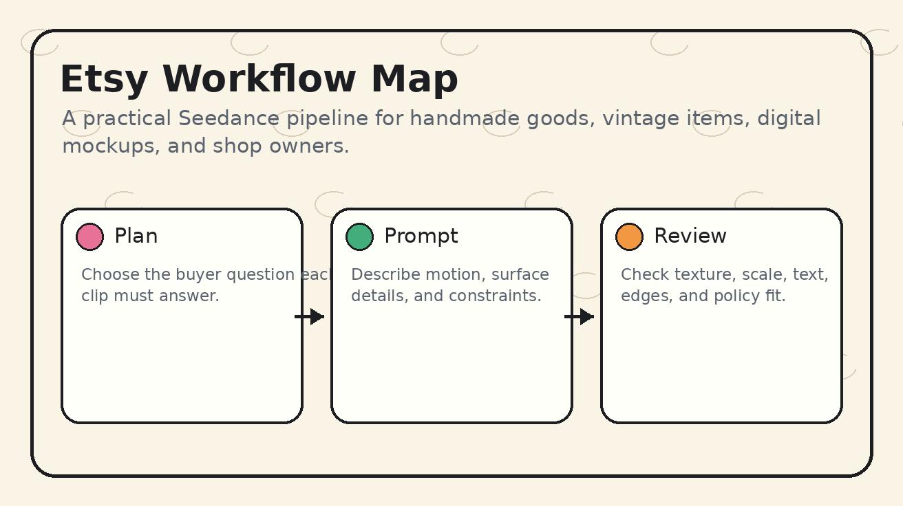 Seedance Etsy listing workflow map