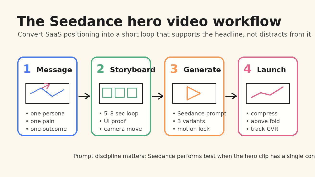 Seedance SaaS hero video workflow