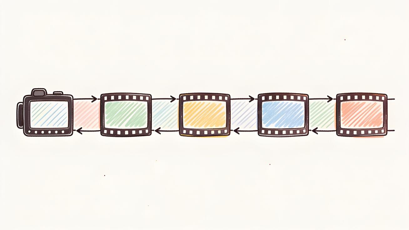Filmstrip showing how the last frame of each clip becomes the first frame of the next to chain a sequence