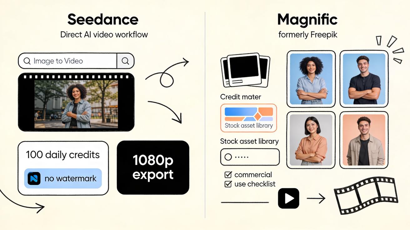 Seedance vs Magnific AI video generator 2026