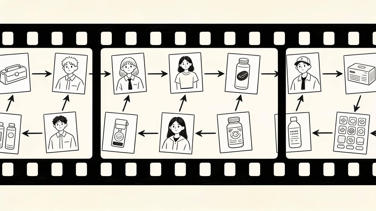 Multiple character and product reference images combined into one consistent video frame