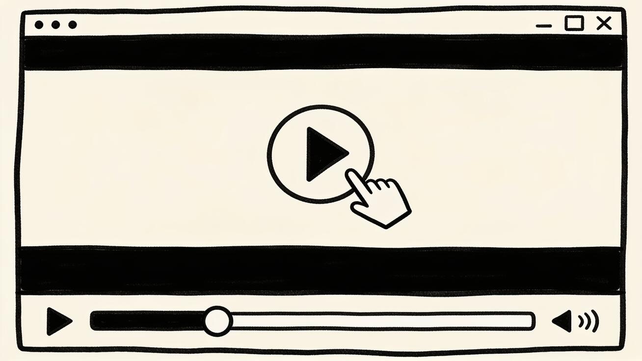 Doodle showing the in-app download button on a video player interface