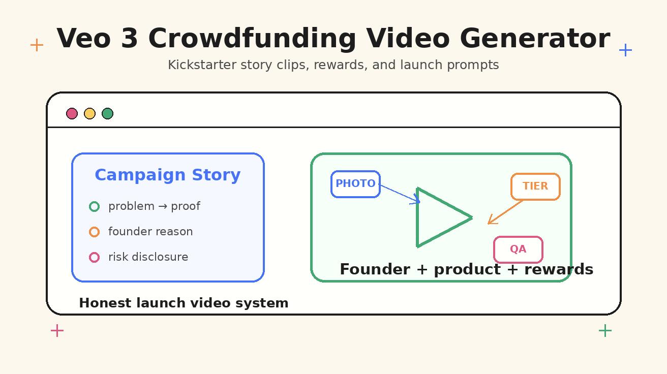 Veo 3 Crowdfunding Video Generator 2026: Kickstarter Story Clips, Rewards, and Launch Prompts