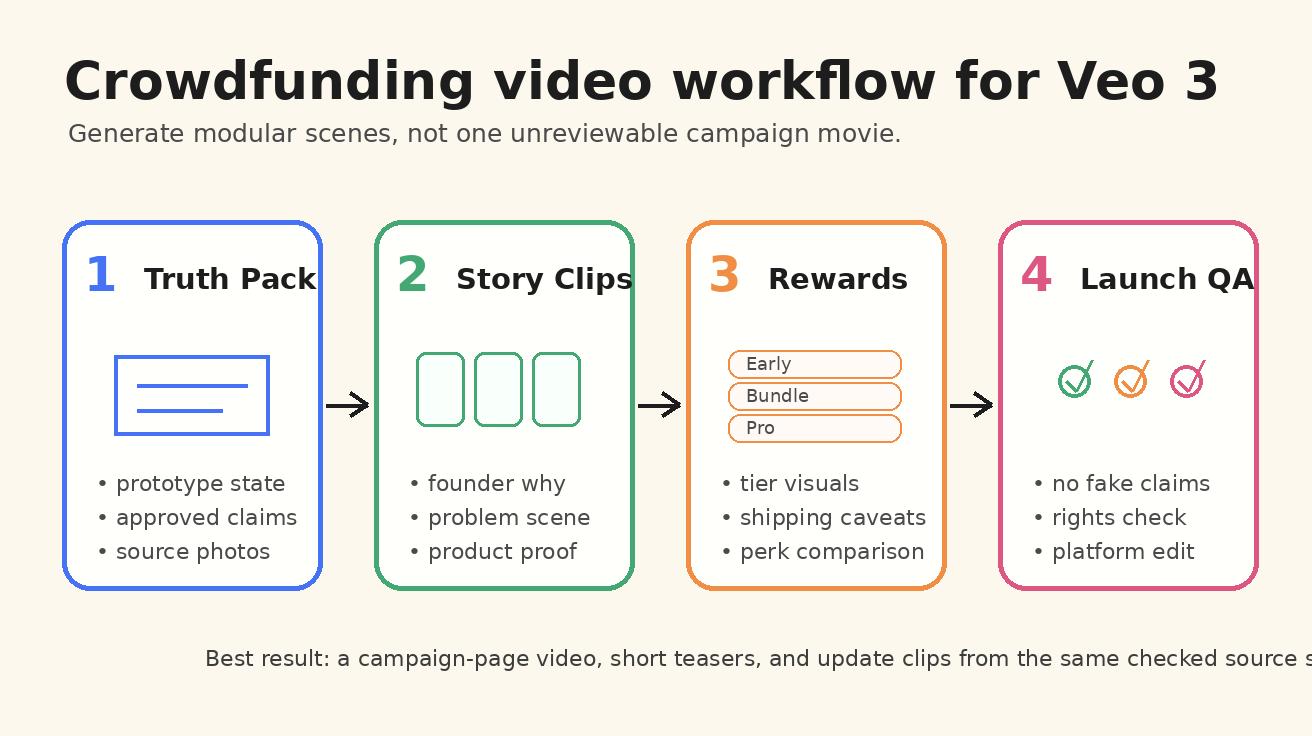 Crowdfunding video workflow for Veo 3