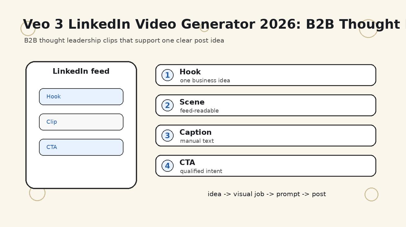 Veo 3 LinkedIn動画ジェネレーター 2026：B2Bソートリーダーシップ動画クリップ