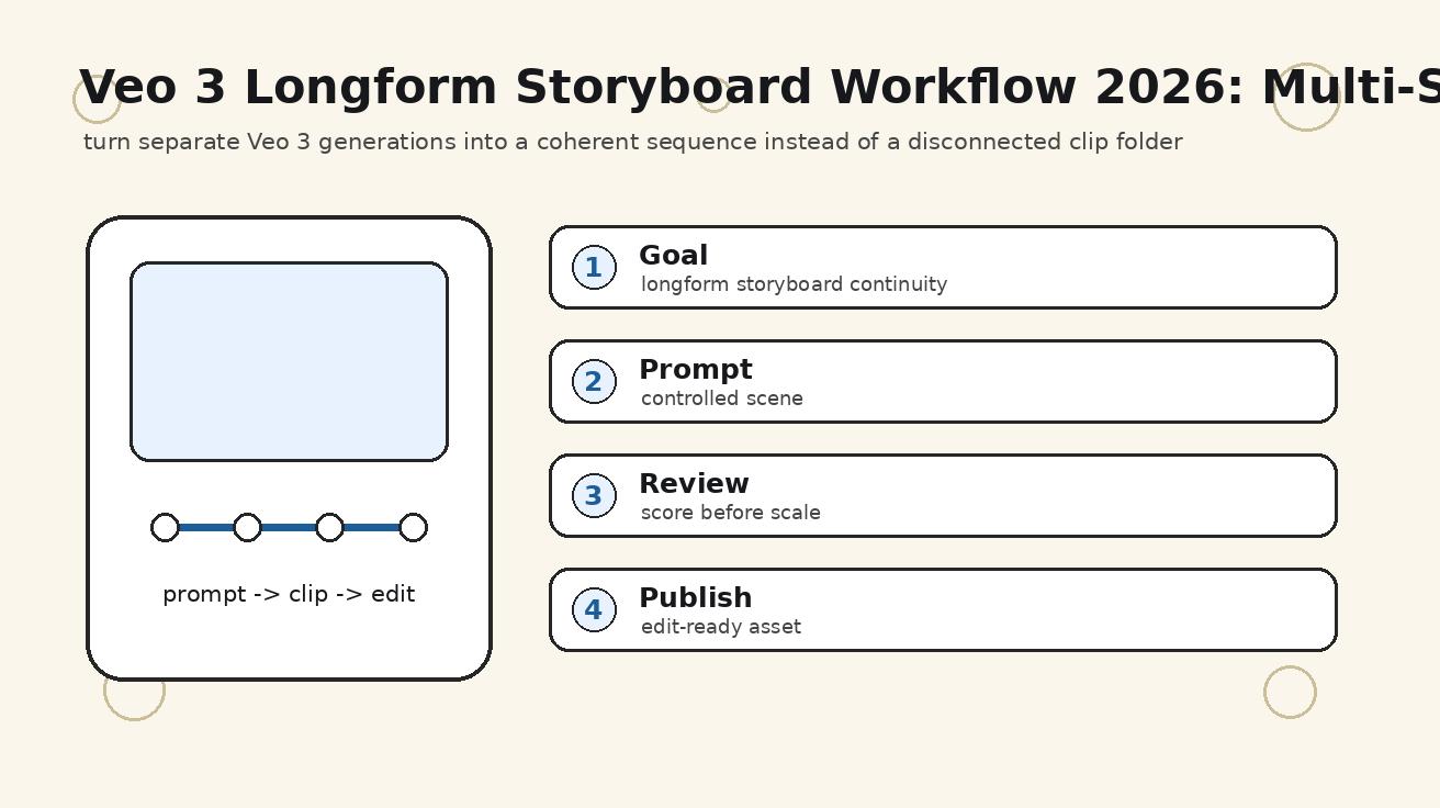 Fluxo de storyboard de formato longo para Veo 3 em 2026: prompts de múltiplas tomadas que mantêm a continuidade
