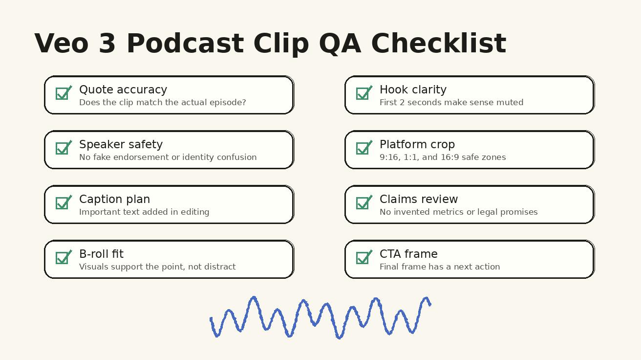 Veo 3 podcast QA checklist