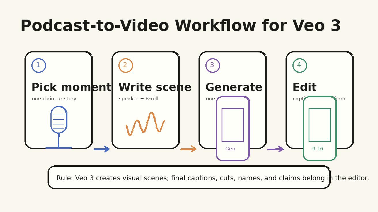 Veo 3 podcast workflow