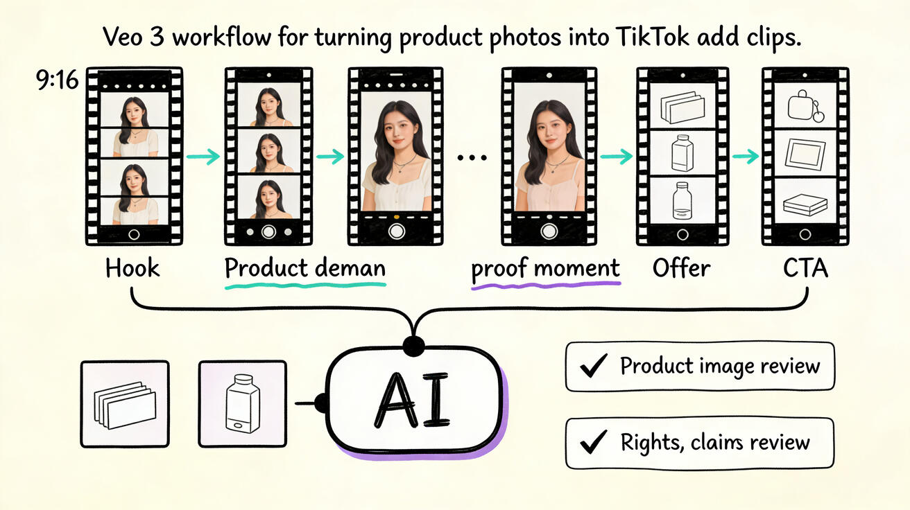 Fluxo de trabalho de anúncios TikTok com Veo 3