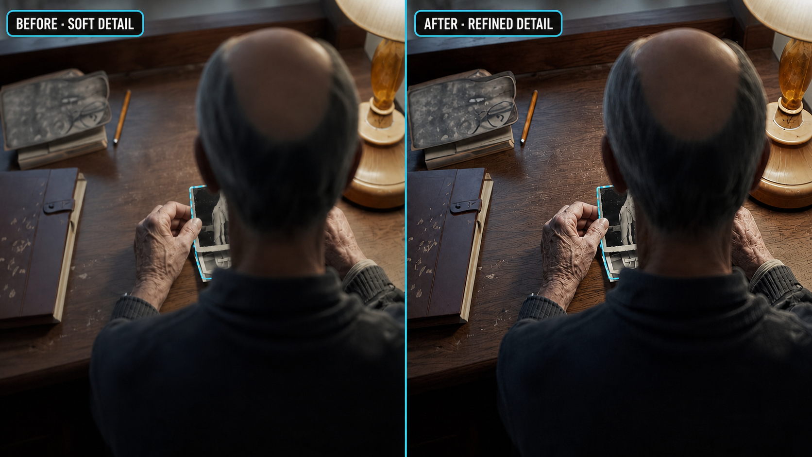 Wan 2.2 video upscaler before and after full-frame detail comparison