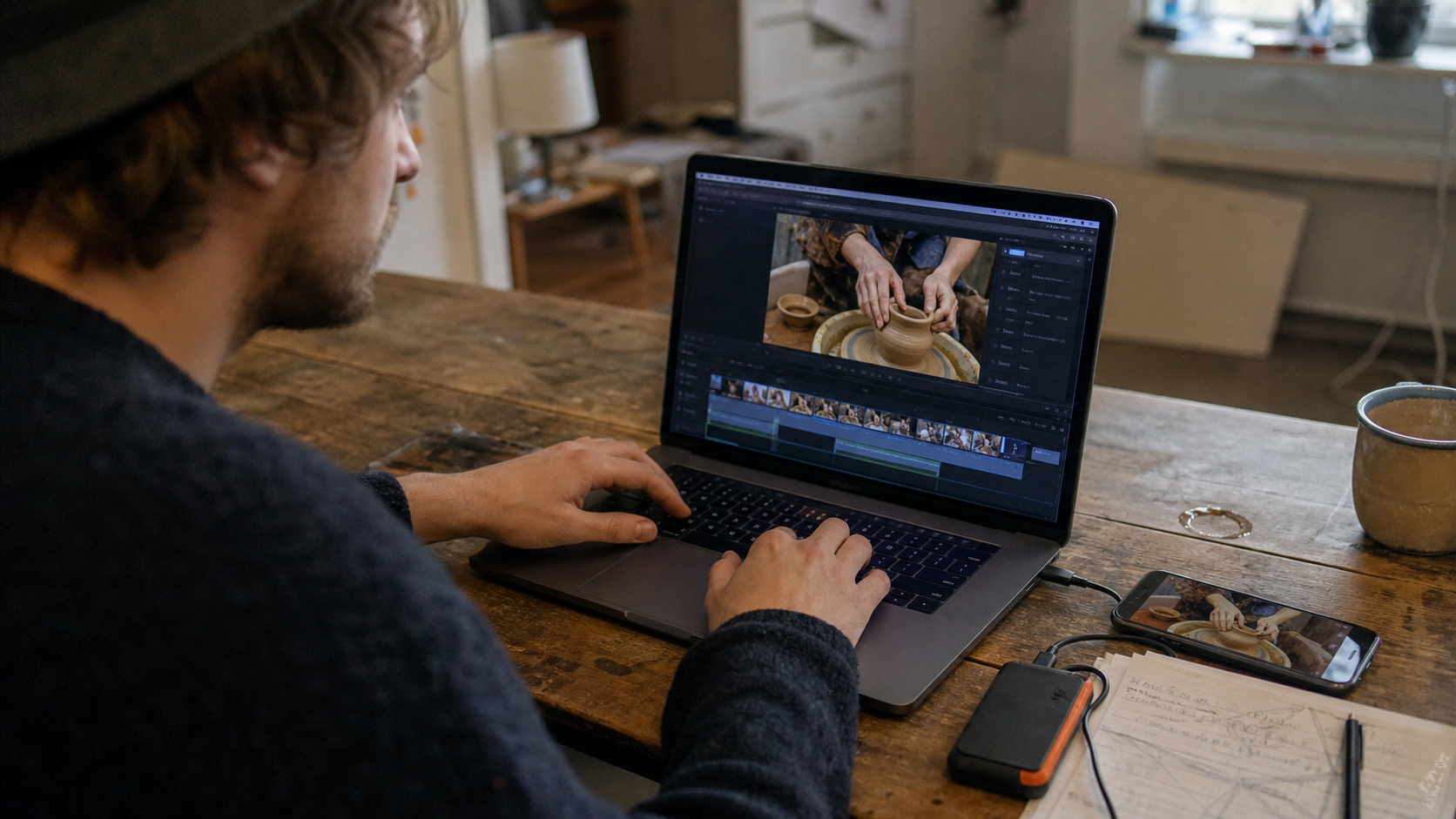 クリエイターがラップトップで Seedance 2.5 を使って AI 動画のワークフローを確認している様子