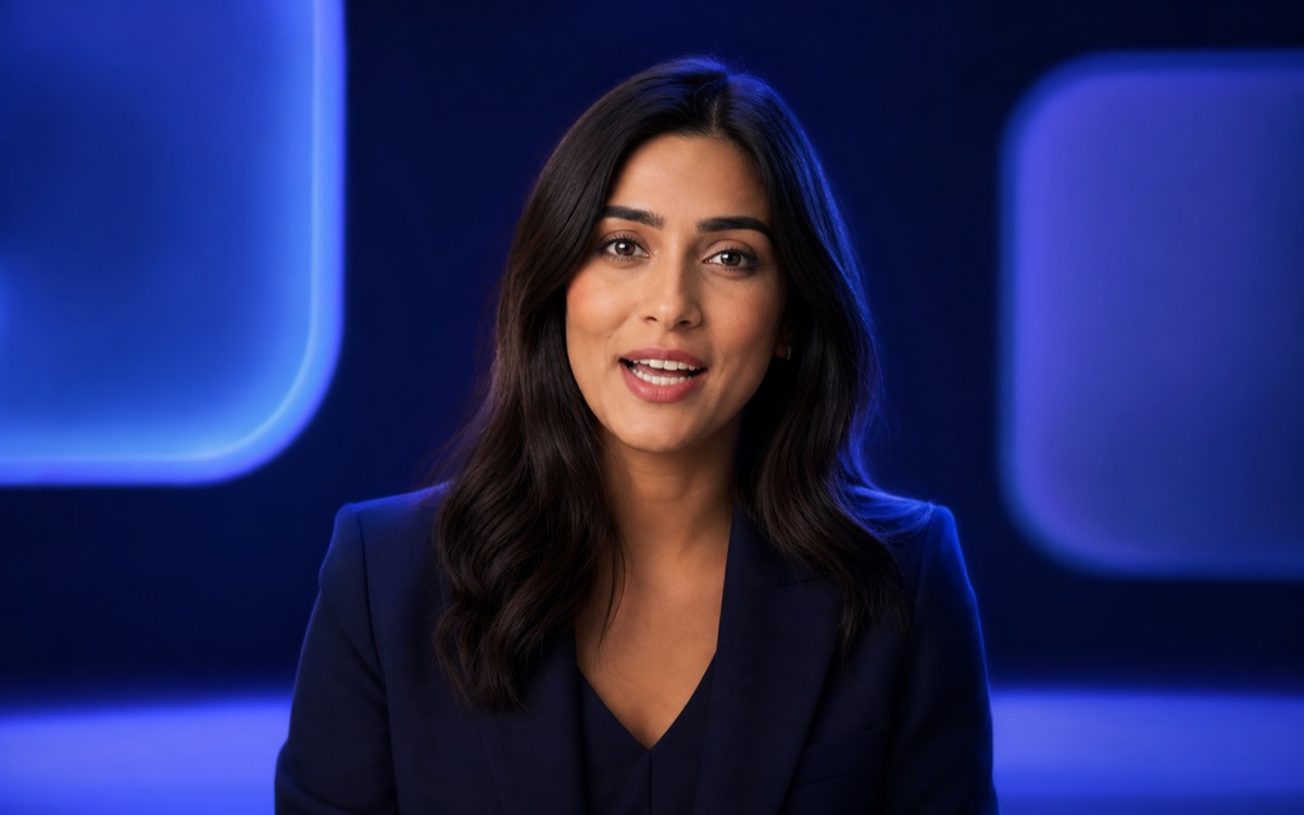 Marketing spokesperson presenting a product message